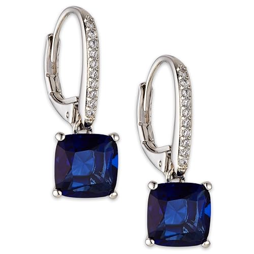 NADRI Cushion Cut CZ Leverback Earrings - color: Cushion - Sapphire
