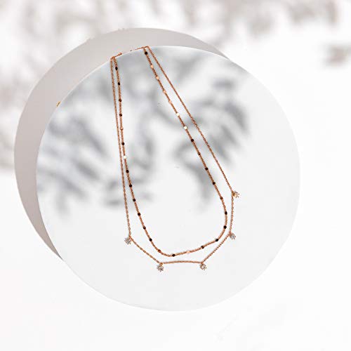 PAVOI 14K Gold Plated Dainty Layering Necklaces for Women | Snake Chain, Curb Link, Paperclip Layered Chains | Trendy Layering Necklace - style: CZ