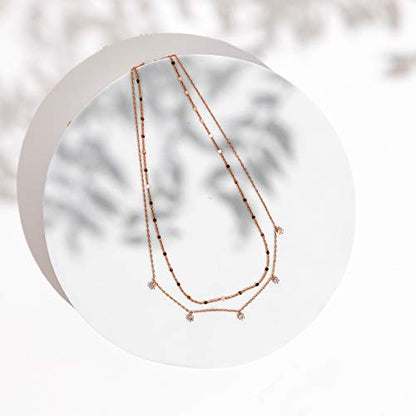 PAVOI 14K Gold Plated Dainty Layering Necklaces for Women | Snake Chain, Curb Link, Paperclip Layered Chains | Trendy Layering Necklace - style: CZ