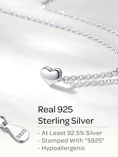 ChicSilver 925 Sterling Silver Cross/Heart/Butterfly/Star/Moon Necklace for Women, Hypoallergenic Dainty Small Silver Pendant Necklaces (with Gift Box) - style: 02.Heart