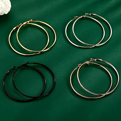 TIZU Big Hoop Earrings for Women Stainless Steel Hypoallergenic 14K Gold/Rose Gold/Black/Silver Hoop Earrings, 40mm/50mm/60mm/70mm Hoops Earrings Birthday Mothers Day Jewelry Gifts Women - color: Silver, size: 50mm