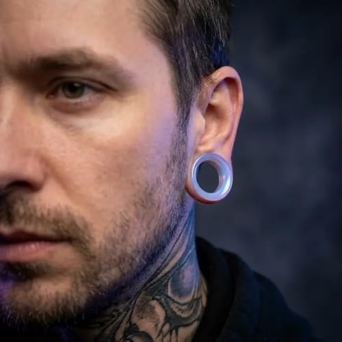 Lavender Opalite hollow Glass Ear Plug gauges ear tunnel gauges includes sizes 2 gauge though 25mm 1 inch ear stretching gauges stretching jewerly piercing plugs 00 gauge - size: 6 mm (2 gauge)
