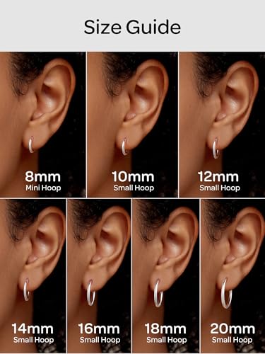 ChicSilver 925 Sterling Silver Hoop Earrings for Women Silver Huggie Hoops | Hypoallergenic 925 sterling silver hoops in 8/10/12/14/16/18/20MM, available in Gold/Silver/Rose Gold/Black. - color: Silver, size: 18mm