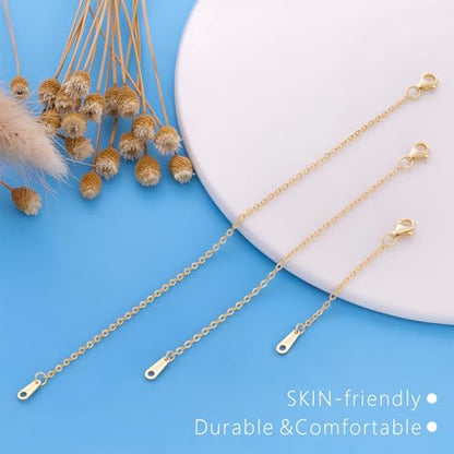 925 Sterling Silver Necklace Extender Gold Necklace Extender Gold Chain Extenders for Necklaces 2", 4", 6" Inches - color: Gold, size: 2 4 6 inch