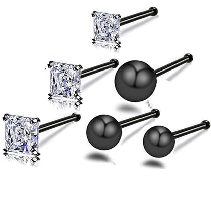 Nose Rings & Studs - 18g, 20g, 22g 14K Gold Bone Nose Studs for Women in Titanium Steel - color: 20g 5pcs Black Bone Shaped 316L Surgical Steel