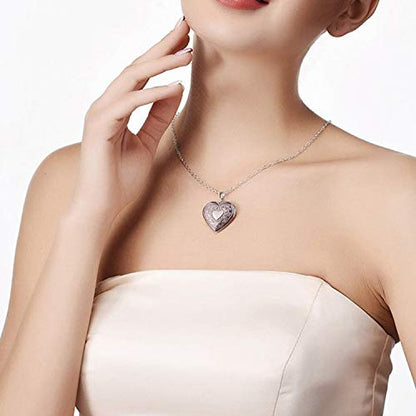 YOUFENG Oval Round Flower Locket Necklace that Holds Pictures Photo Locket Pendant - style: Heart Gold-plated