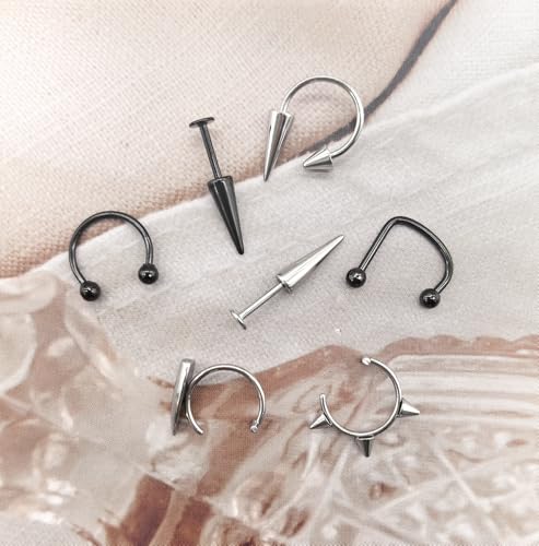 36Pcs 16G Stainless Steel Lip Rings for Women Men Snake Bite Piercing Labret Jewelry Monroe Barbell Spike Nose Stud