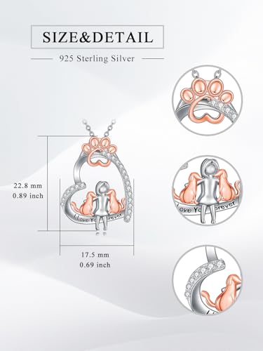 925 Sterling Silver Animal Necklace Heart Shape Dog/Rabbit/Cat Pendant Necklace for Women Animal Memorial Charm Jewelry Mother's Day Christmas Gifts - color: Dog and Women