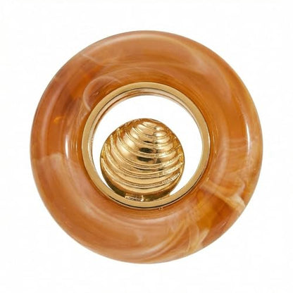 Seashell Starfish Round Circle Open Statement Ring for Women Stainless Steel Sea Star Spiral Conch Scallop Adjustable Rings Boho Resin Geometric Summer Ocean Beach Band Comfort Fit Fashion Jewelry - color: Brown