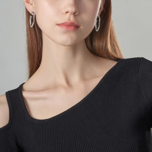 Inspired Designer Twisted Hoop Earrings for Women Fashion Jewelry Cable Wire Half Hoop Earrings for Women Gift - color: Large Hoop - Silver