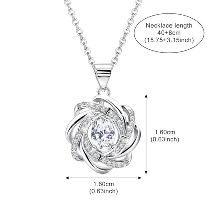 Sterling Silver Oval Necklace for Women Sparkle Cubic Zirconia Oval Shaped Pendant Necklace Hypoallergenic Adjustable Halo CZ Flower Charms Necklace Classic Jewelry Gifts for Wife Mom Bride,20inch