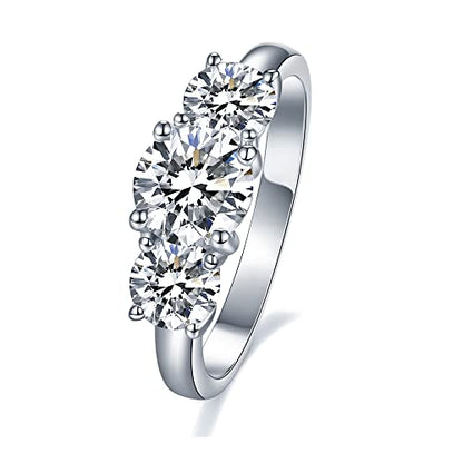IMOLOVE Moissanite Wedding Band for Women Eternity Bands Moissanite Wedding Rings for Women Sterling Silver Ring Anniversary Band White Gold Plated Size 4-11 - style: 3 Stones