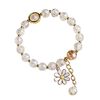 5 Pcs Colorful Flower Charm Bracelets Set Handmade Crystal Beaded Daisy Bracelets for Women Jewelry - color: B