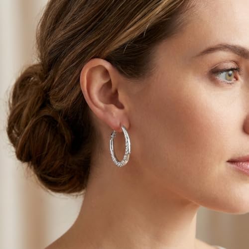 Sonateomber Gold Chunky Crystal Hoop Earrings for Women, Trendy Statement Sparkly CZ Rhinestone Thick Open Hoops Earings Hypoallergenic Wedding Prom Everyday Accessories Fashion Jewelry Gift - color: Silver Textured