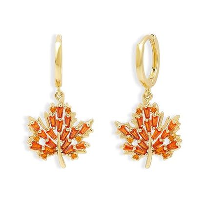Jean Beau Drop Hoop Earrings for Women, Fasion Jewelry Gift - color: Maple