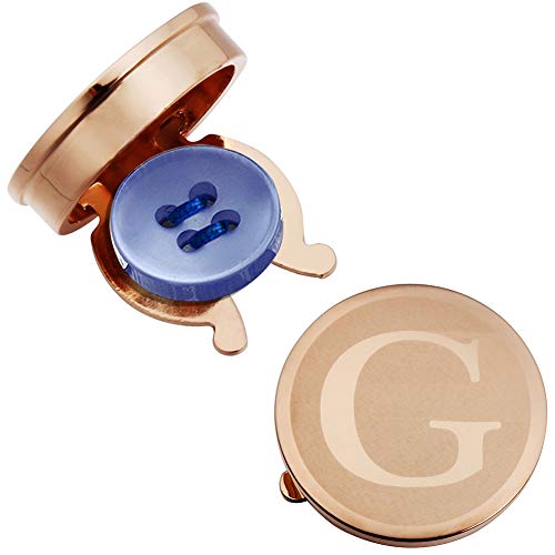 HAWSON Men's Letter Initial Button Cover Cufflinks Letter Rose Gold/Silver Suitable for Formal Business Shirt Letter A-Z - color: Rose Gold Color - G