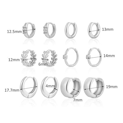 HILXURY 6 Pairs Small Gold Huggie Hoop Earrings for Women, 14K Gold Plated Cartilage Piercings Hoop Earrings Hypoallergenic, Trendy Lightweight Chunky Hoops Set for Women Gifts. - color: A- Silver
