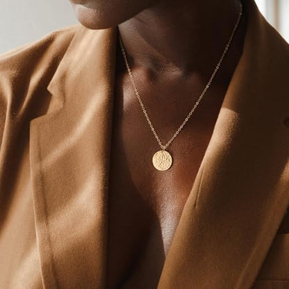 Valloey Rover Gold Necklaces for Women | Dainty 14K Gold/Sterling Silver Plated Cubic Zirconia Star Moon Pendant Necklaces Twist Rope Chain Simple Jewelry for Women - style: Gold-full moon