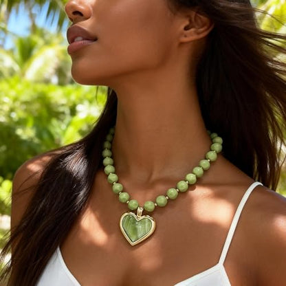 HESSAWEEL Colorful Chunky Beaded Necklace for Women Beach Jewelry | Summer Statement Choker, Adjustable Lobster Necklace, Handmade Boho Acrylic Jewelry - color: G-P