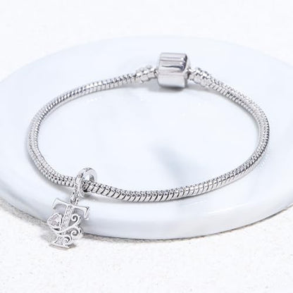925 Sterling Silver Letter Charms for Pandora Bracelets Silver Letter A Alphabet Charm Initial Dangle Charms Beads Jewelry Gift for Women - style: Dangle Letter Charm T