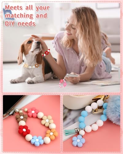 12PCS Colorful Flowers Silicone Focal Beads for Pens - color: Colorful flowers