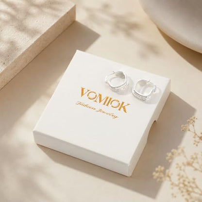Gold Silver Huggie Hoop Earrings for Women 18K Gold & Sterling Silver Plated Cubic Zirconia Hoop Earrings Double Hoops Earrings Hypoallergenic Non Tarnish Earings Jewelry Gift - color: Silver-A