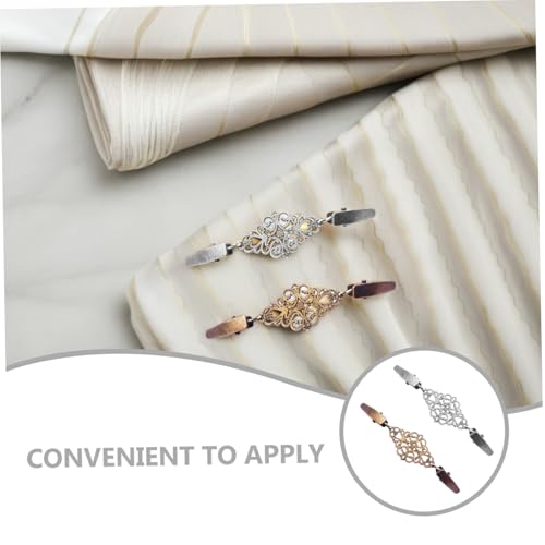 2pcs Vintage Sweater Clips and Dress Collar Brooches, Silver and Antique Bronze Metal Shawl Clips for Women’s Cardigan, Shirt, and Scarf Fastening Accessories