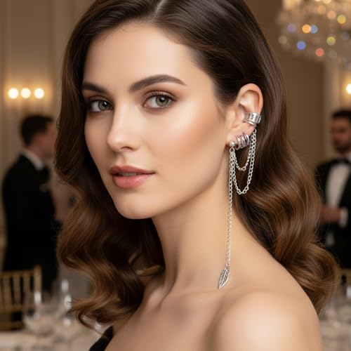 60 Pcs Non Piercing Ear Cuffs Earrings Women Ears Clip on Cartilage Earring Adjustable Fake Earrings Ear Wrap Earring Jewelry for Helix Cartilage, Silver Gold