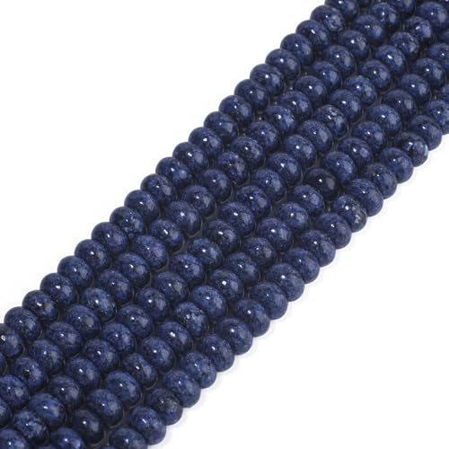 Songxi 5x8mm Natural Blue Sesame Jasper Stone Rondelle Beads, 75PCS Spacer Round Loose Abacus Beads for Jewelry Making, Gemstone for Bracelet Necklace Earrings, Arts and Crafts - color: Blue Sesame Jasper