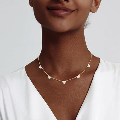Zeffy Dainty Gold Heart Necklace for Women Trendy 14K Gold/Silver Plate Cute Heart Pendant Choker Necklaces Gold Love Heart Chain Necklace for Women Dainty Gold Jewelry Gifts for Women - style: CZ Heart Choker-Gold
