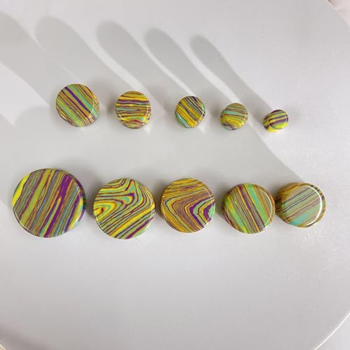 Rainbow Stone Double Flare Ear Plugs Tunnels Natural Organic Stones Expander Ears Piercing Stretcher Gauge Plug for Women Men Fashion Body Jewelry - color: 16mm(5/8")