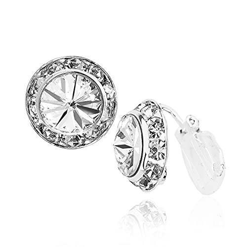 Spinningdaisy Clip On Earrings for Women | Non Pierced Earrings for Wedding - color: Solitare Clear
