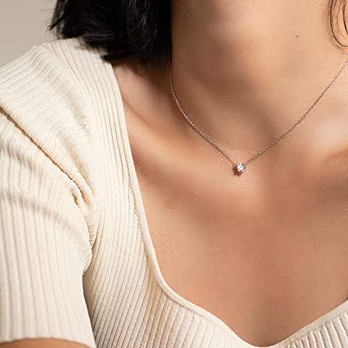 S.Leaf 18K Gold Plated Cubic Zirconia Choker Necklace for Women 925 Sterling Silver Layered Coin Moon Star Heart Circle Crystal Lariat Pendant Necklaces Gifts for Women Trendy - color: Round_Silver