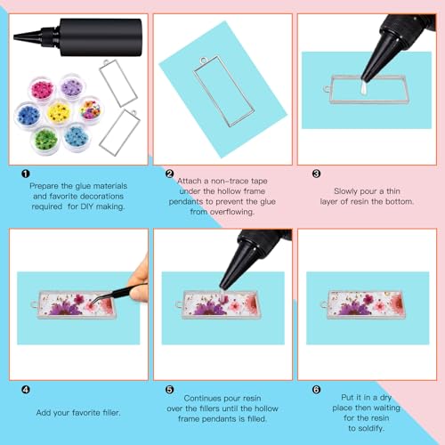 Oubaka Open Bezels for Resin Jewelry Making,50pcs Open Back Bezel Pendants Open Frame Pendant Geometric Hollow Frame Pendant for Pressed Flower,DIY Resin Earrings Necklace(White K) - color: White K;Rectangle;Style A