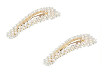Pearl Hair Clips for Women, Snap Pearl Hair Clips and Barrettes, Stylish Hair Accessories for Daily Wear, Parties and Weddings, Elegant Design
