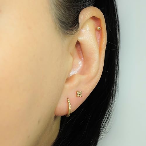 QueenBee 14K Gold Plated Ivy Flower Birthstone Stud Earrings for Women Dainty Floral Gemstone Studs Unique Jewelry Gift for Her - color: Nov-Citrine