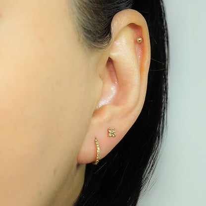 QueenBee 14K Gold Plated Ivy Flower Birthstone Stud Earrings for Women Dainty Floral Gemstone Studs Unique Jewelry Gift for Her - color: Nov-Citrine