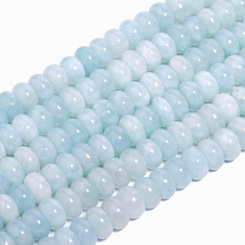 Songxi 5x8mm Natural Aquamarine Stone Rondelle Beads, 75PCS Spacer Round Loose Abacus Beads for Jewelry Making, Gemstone for Bracelet Necklace Earrings, Arts and Crafts - color: Aquamarine