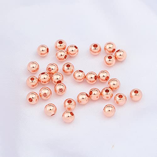 Rose Gold Plated Round Spacer Beads 6mm 30pcs for Jewelry Making Findings Non Tarnish - color: Rose Gold, size: 6mm