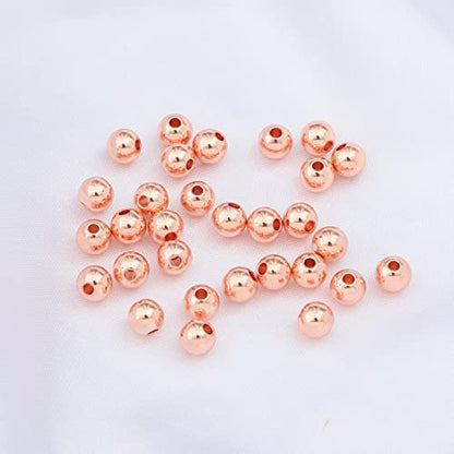Rose Gold Plated Round Spacer Beads 6mm 30pcs for Jewelry Making Findings Non Tarnish - color: Rose Gold, size: 6mm
