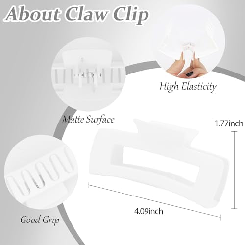 YISSION Claw Clip and Satin Scrunchie Set, 2 Pack White Hair Accessories, No Damage Hair Ties Non Slip Large Hair Clips for Women Girls Thick Thin Hair Daily Wear Party Wedding - color: White