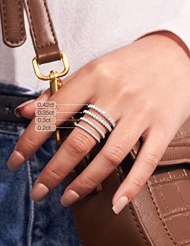 IMOLOVE Moissanite Wedding Band Wedding Rings for Women 925 Sterling Silver Rings with 18K White Gold Plated Eternity Stackable Engagement Ring Anniversary Band Size 3-12 - color: White, size: 6, style: A-Half Eternity 0.2CT