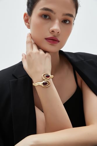 Chunky Bangle Bracelets for Women Cuff Bracelet Thick Gold Bangles Open Wide Arm Cuffs Bracelets Boho Jewelry - style: Gold Bangle Bracelets