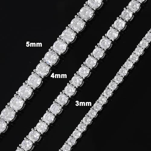 18K Gold Plated Tennis Bracelet for Women Men, 3/4/5mm Iced Out 5A Cubic Zirconia Classic Tennis Chain Bracelets 7 Inches 8 Inches, Diamond Tennis Bracelet Lady Fashion Jewelry - color: Silver, size: 7 Inches, style: 3mm