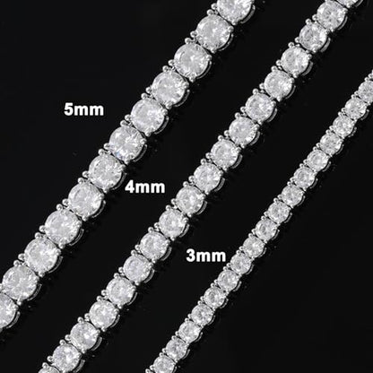 18K Gold Plated Tennis Bracelet for Women Men, 3/4/5mm Iced Out 5A Cubic Zirconia Classic Tennis Chain Bracelets 7 Inches 8 Inches, Diamond Tennis Bracelet Lady Fashion Jewelry - color: Silver, size: 8 Inches, style: 5mm