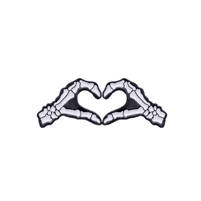 ROFARSO Love Heart Gesture Enamel Lapel Pin Set Skeleton Pin, Halloween Accessory for Backpacks Clothing Bags Hats Shirts