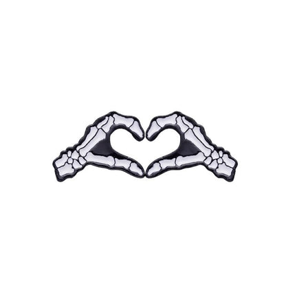 ROFARSO Love Heart Gesture Enamel Lapel Pin Set Skeleton Pin, Halloween Accessory for Backpacks Clothing Bags Hats Shirts