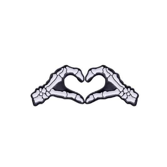 ROFARSO Love Heart Gesture Enamel Lapel Pin Set Skeleton Pin, Halloween Accessory for Backpacks Clothing Bags Hats Shirts