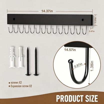 4Pack Necklace Wall Holder Wooden Mount Bulk with 56 Hooks Black | Space-saving jewelry storage rack, holds necklaces, earrings, rings and bracelets, decorative hanging display for bedroom