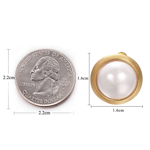 Yoursfs Clip on Earrings for Women Round Faux Pearl Earrings Clipon 18K Gold Plated Non Pierced Earring Jewelry - color: Yellow GP White Pearl Clips on